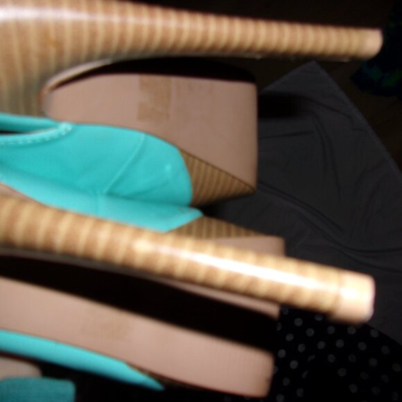 size 6 medium womens high heels shoes teal blue strap dress wear six - Picture 4 of 6
